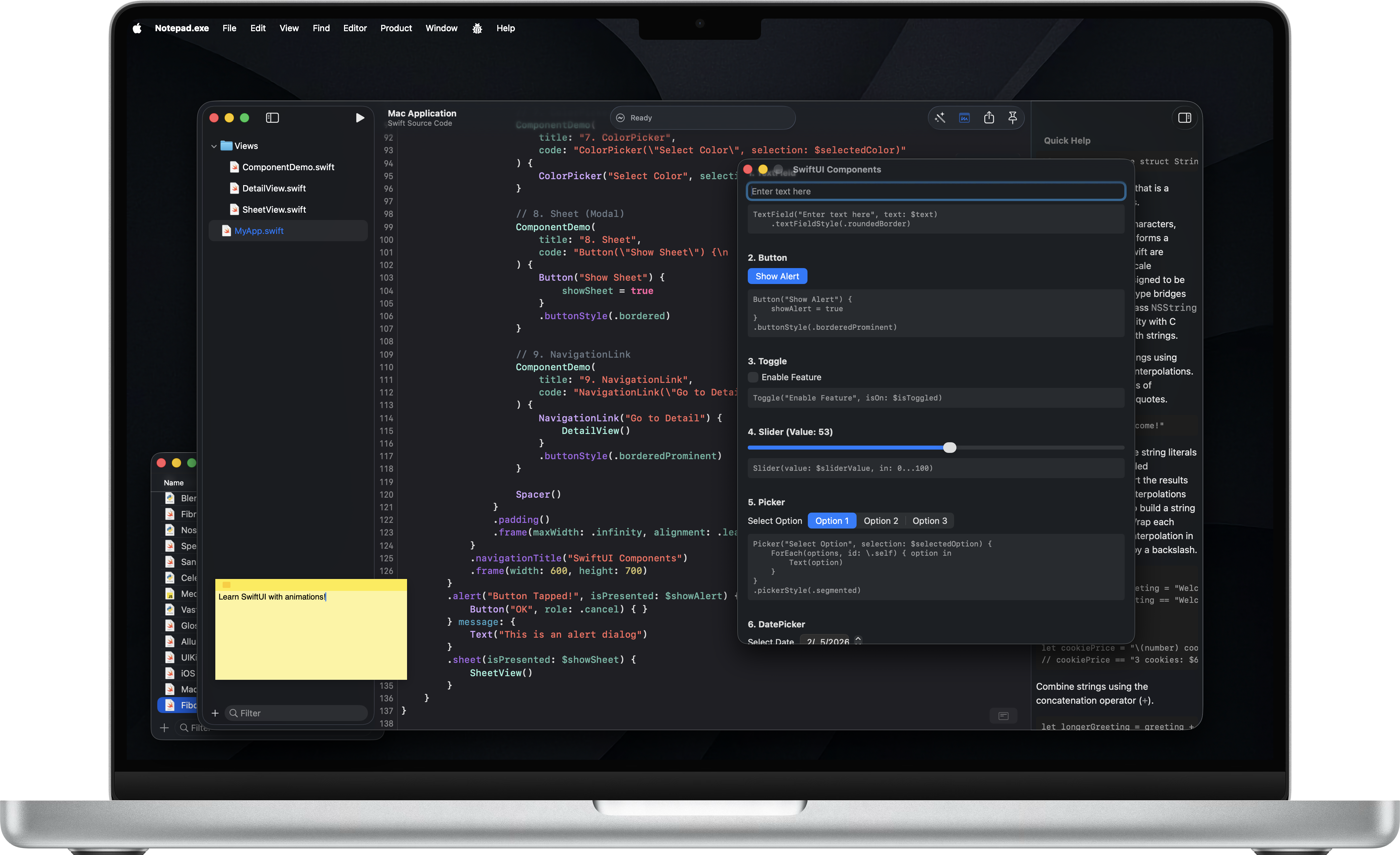 SwiftUI Mac app running in Notepad.exe