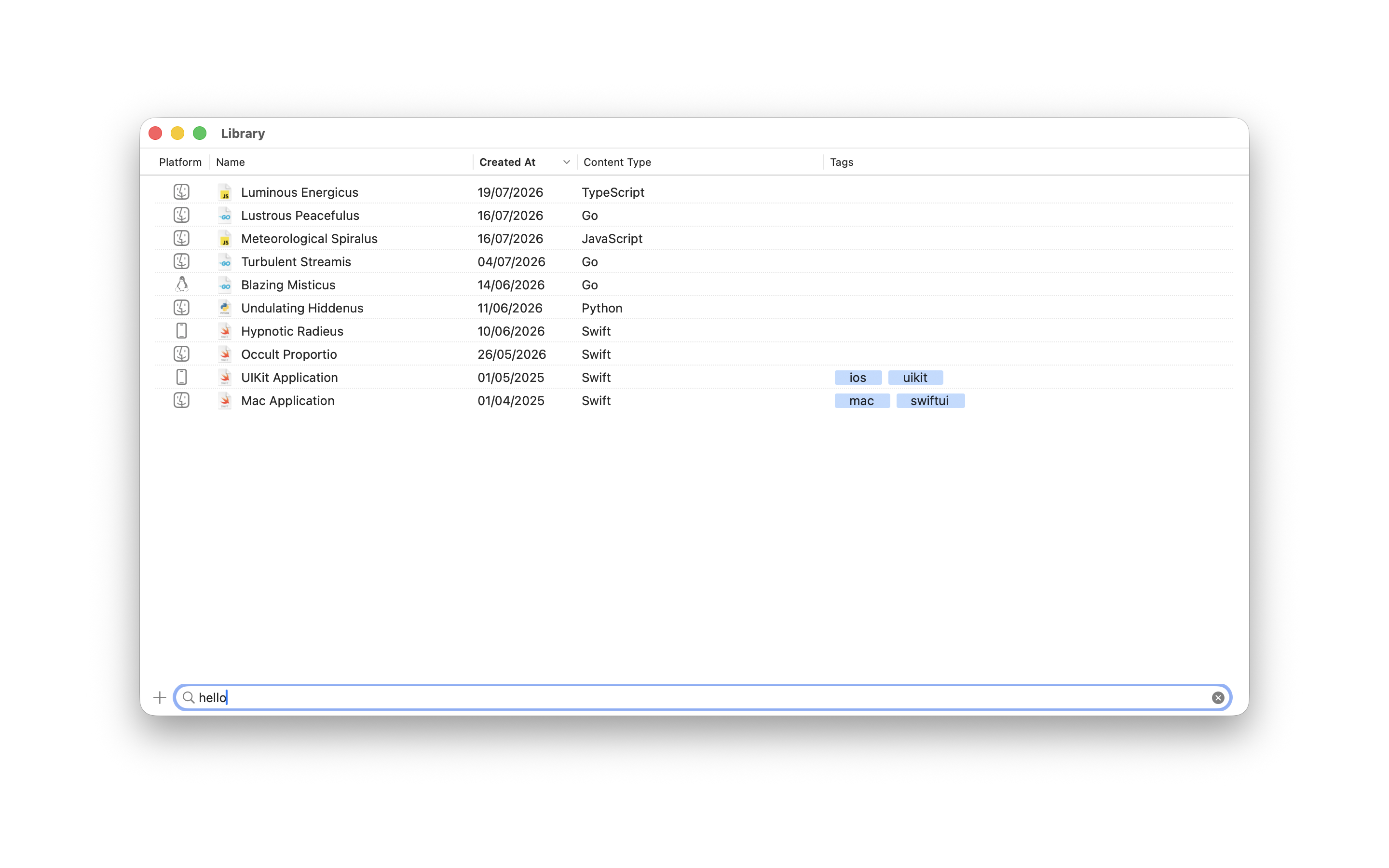 Notepad.exe Library with search results and tags