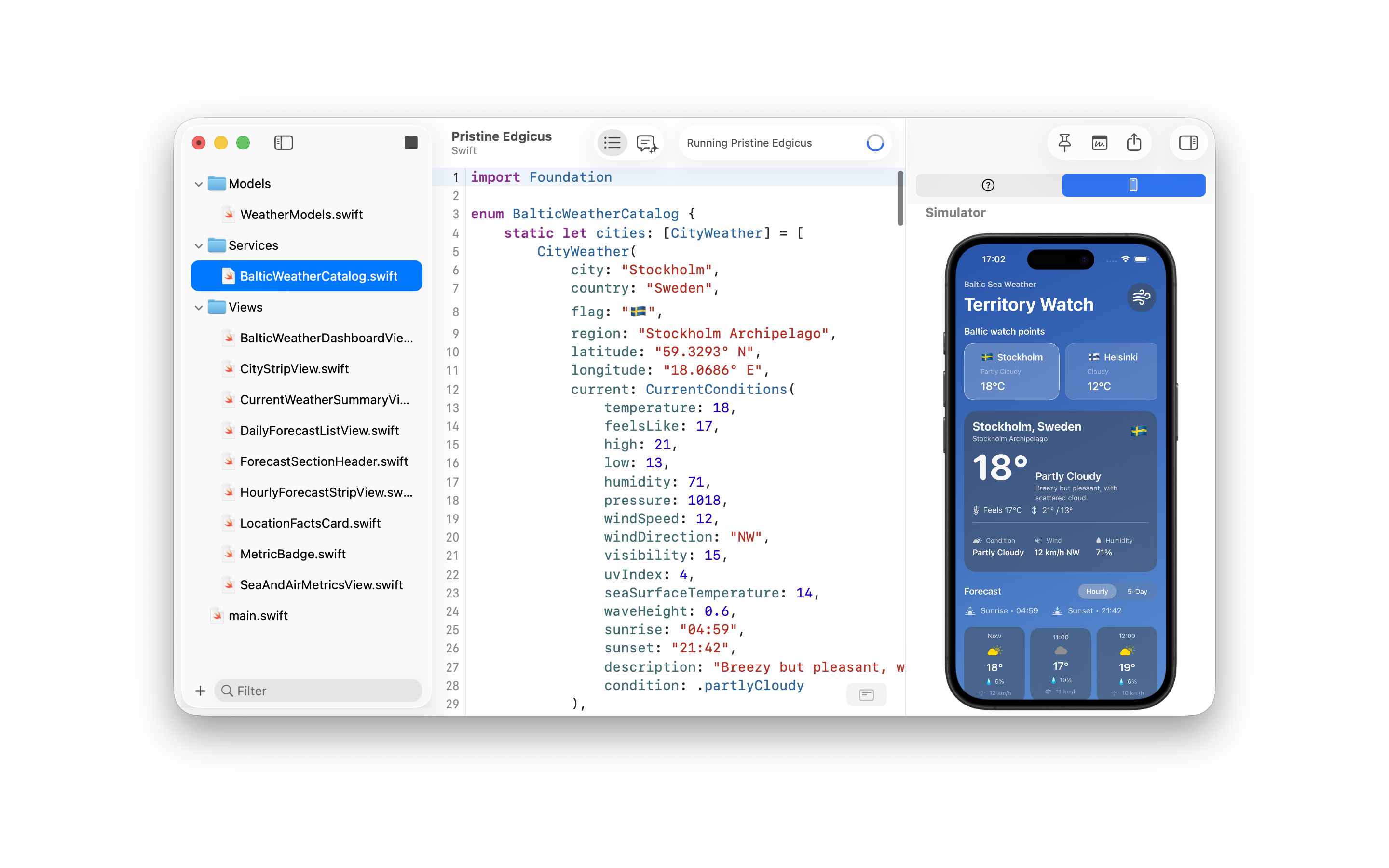 SwiftUI code and iOS Simulator running inside Notepad.exe